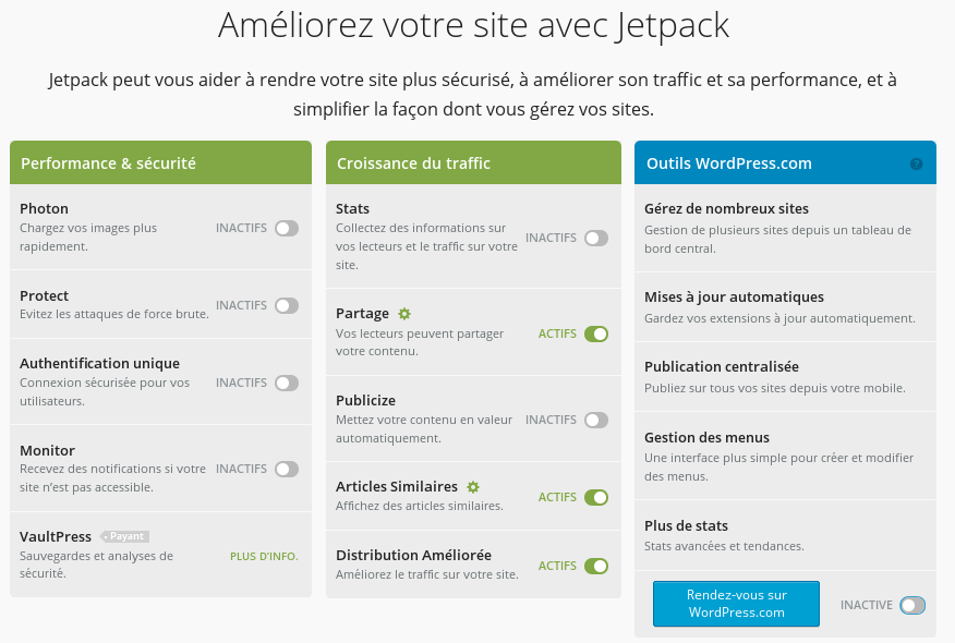 Jetpack for WordPress amélioration site web