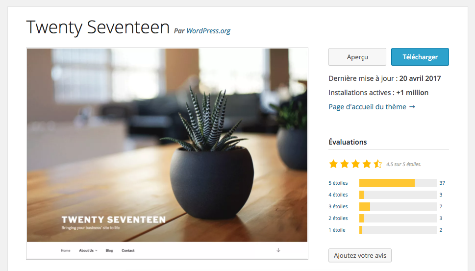 Twenty Seventeen WordPress thème