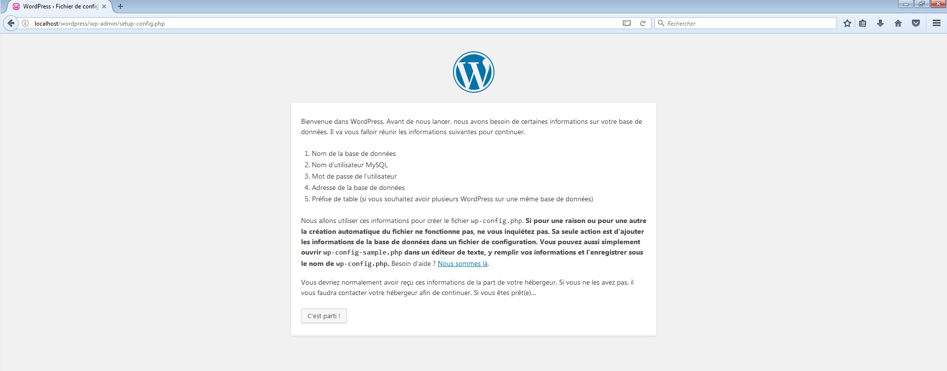 WAMP : Création d'un nouveau site WordPress