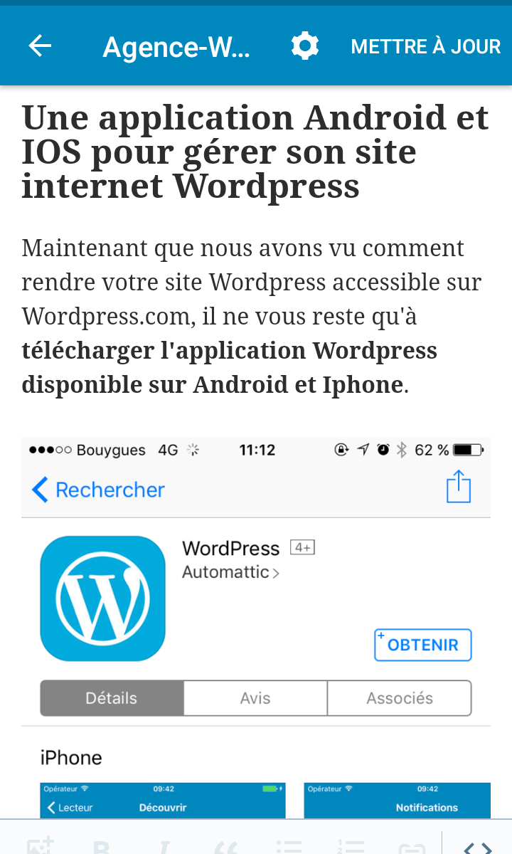 Modification Article Application Wordpress Android IOS